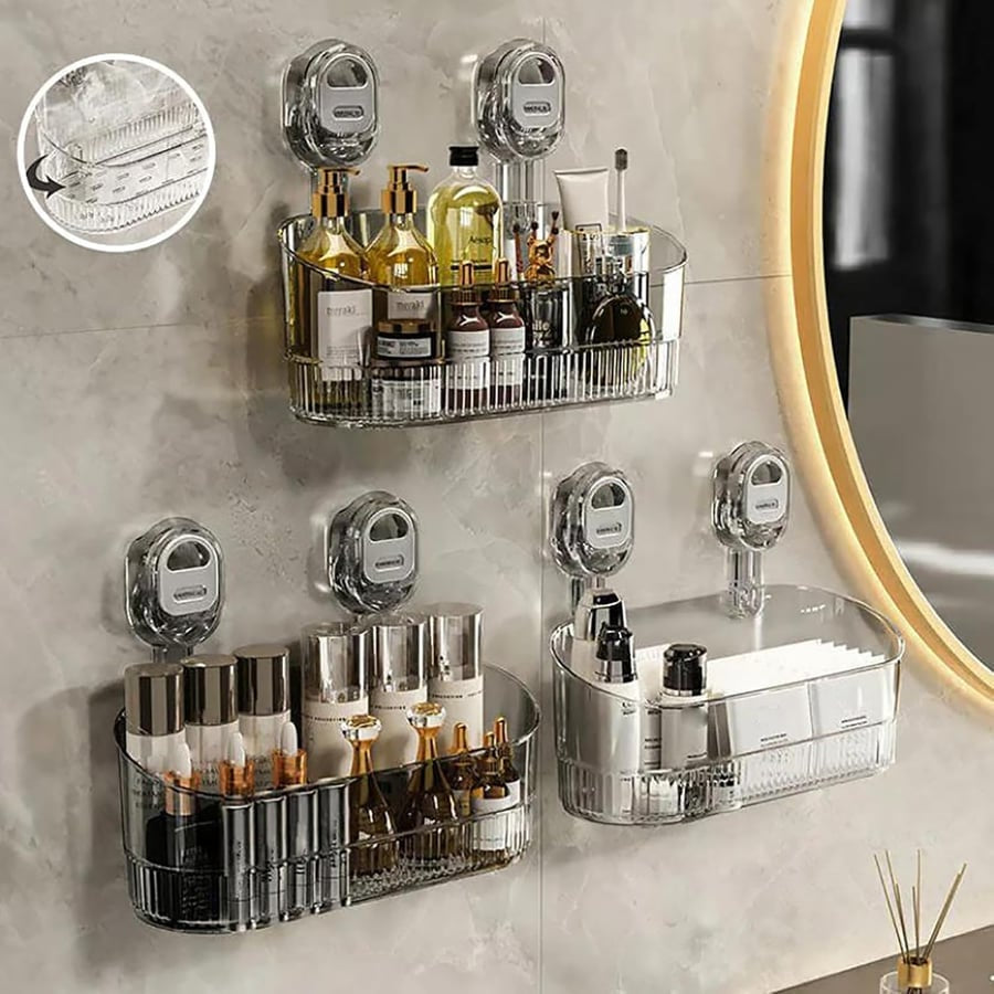 🛁✨ No-Drill Bathroom Storage Box – Strong Suction, Easy Install, More Space