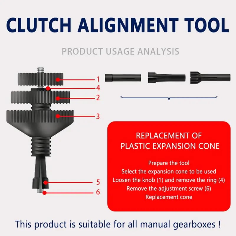 🔧 Universal Clutch Alignment Tool with 2 Interchangeable Sleeves for Cars and Light Trucks 🚗
