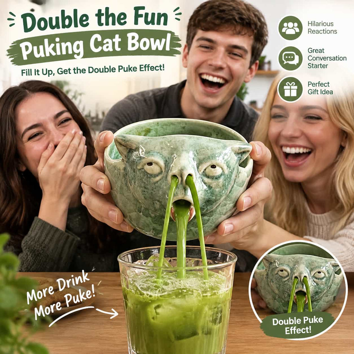 🐈 Funny Puking Cat Matcha Bowl – Quirky Tea Accessory