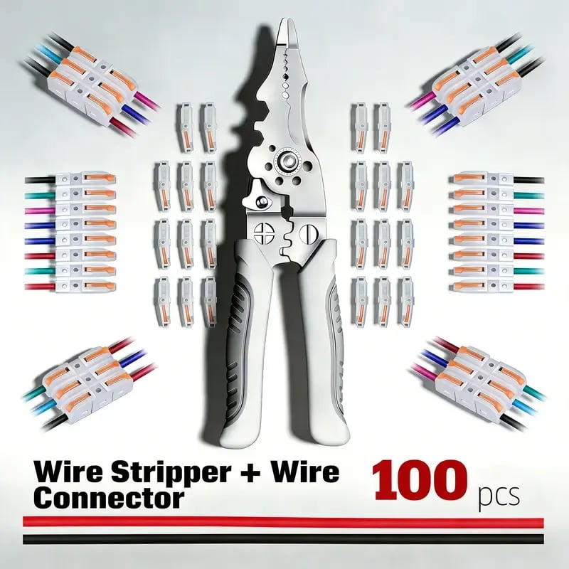 💯Universal Quick Lever Electrical Wire Connectors (24-12 AWG) Assortment (50/100Pcs) + Wire Stripper