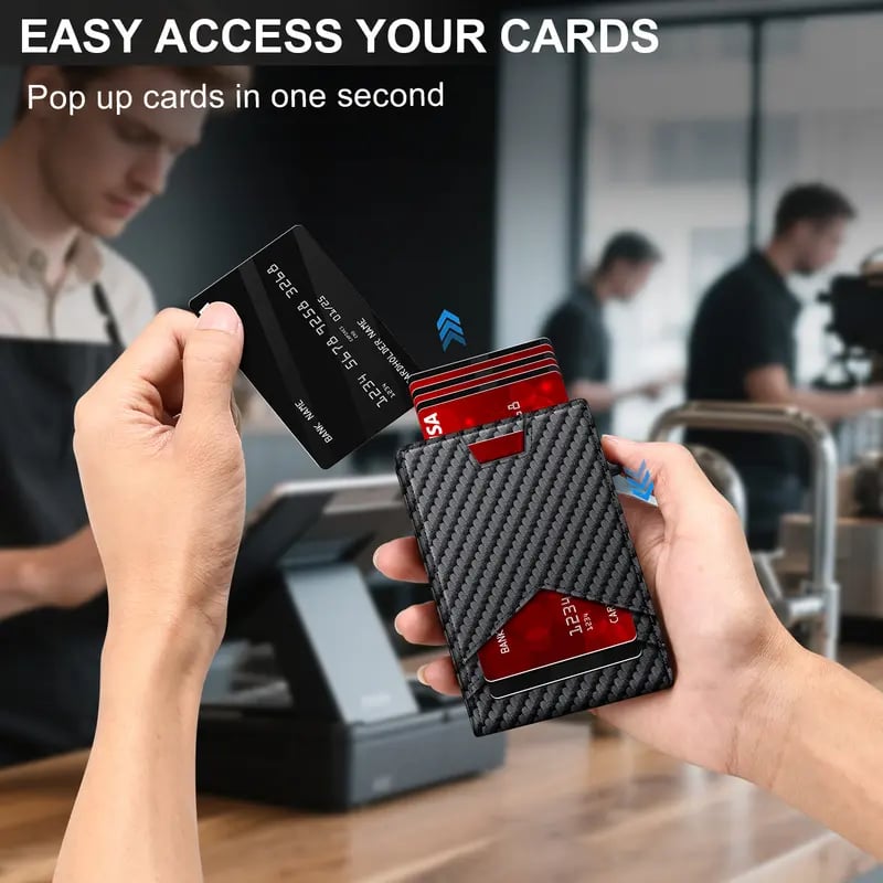 ⚡ Men's Slim RFID-Blocking Pop-Up Bifold Wallet with Quick-Access Card Holder