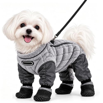 ❄️ Dog Snowsuit with Attached Boots – Full-Body Winter Protection