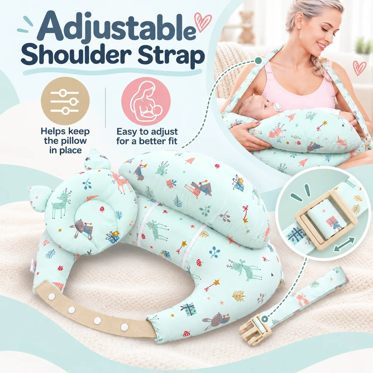 Adjustable Nursing Support Pillow 🍼 – Feeding Cushion with Strap