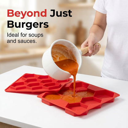 8-Cavity Burger Prep Tray 🍔 – Silicone Patty Maker for Shaping, Storing & Freezing