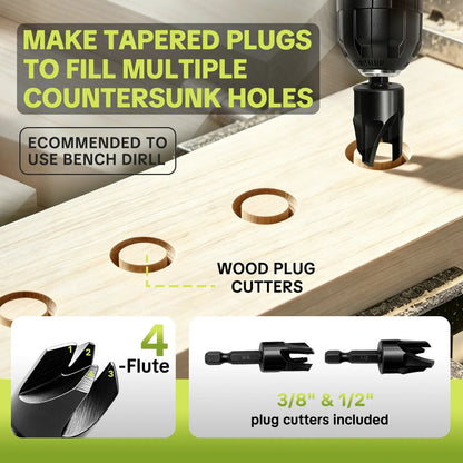 15-Piece Countersink Drill Set 🛠️ – 1/4" Hex Shank with Depth Stops