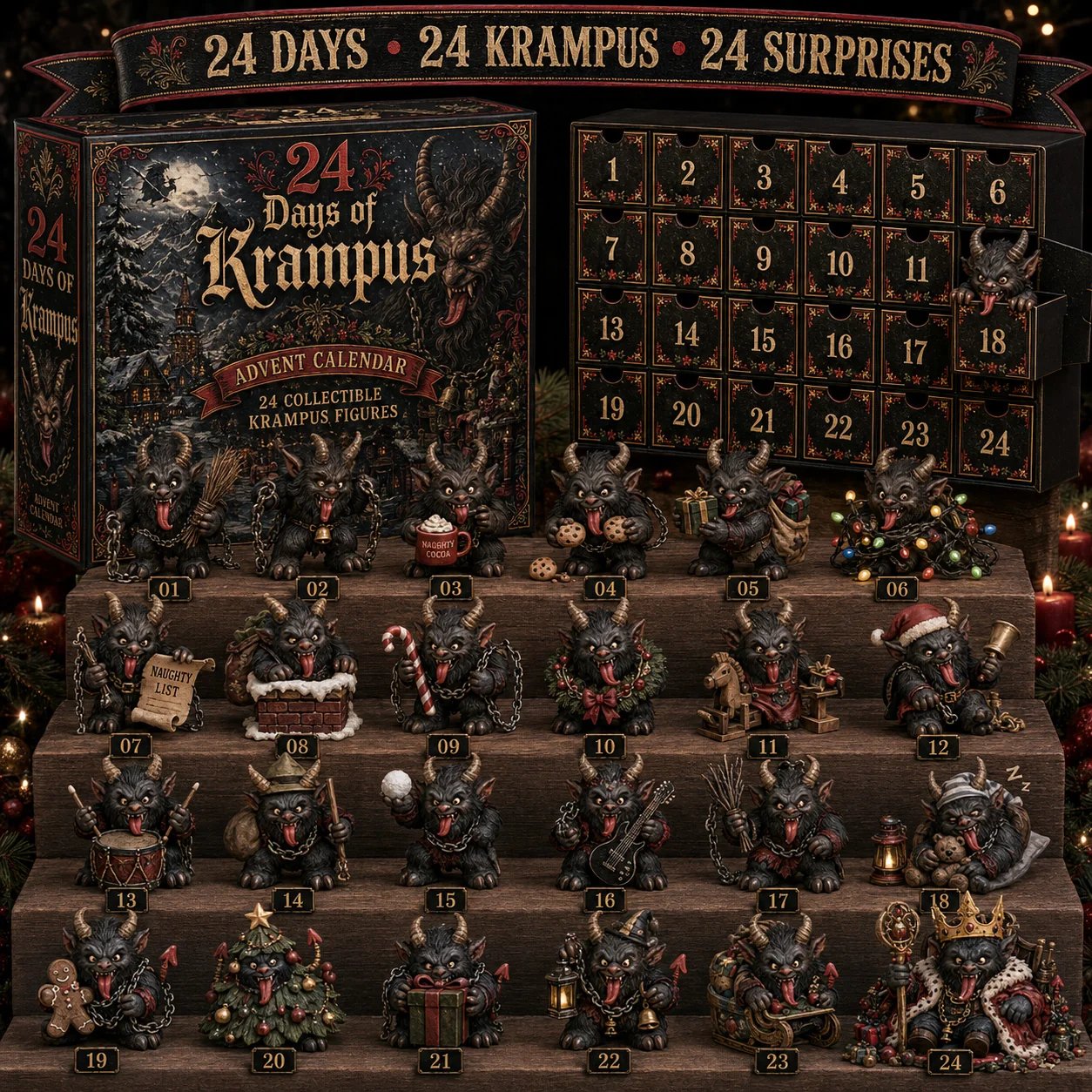 ⏰Limited Stock 50% OFF -😈🎄 2026 Krampus Advent Calendar – 24 Days of Wicked Christmas Mischief