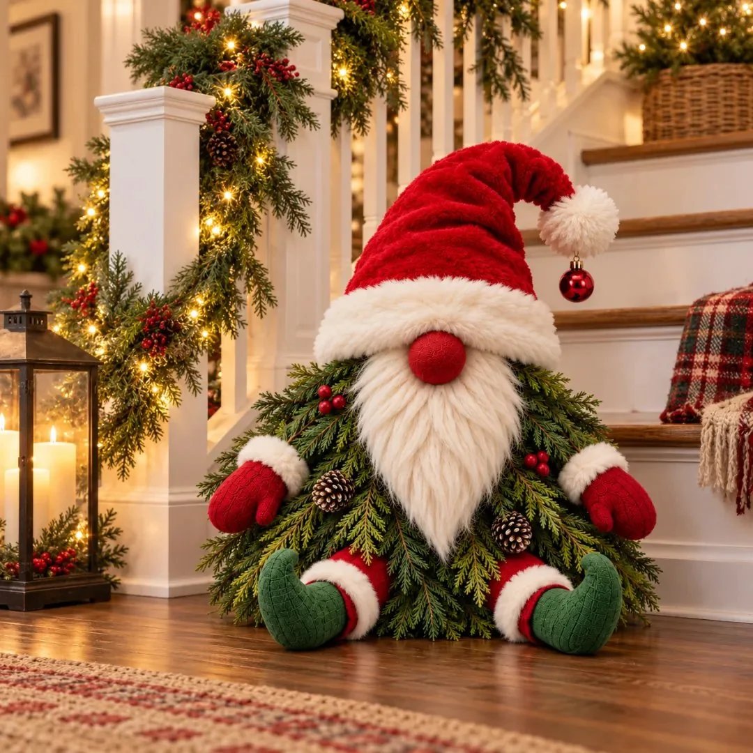 💯🎅 Sitting Christmas Evergreen Gnome | Woodland Holiday Decor