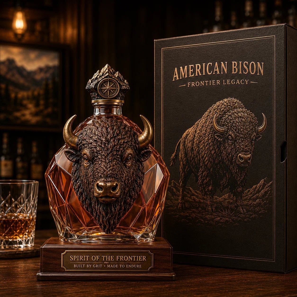 🦬🎁American Bison Frontier Legacy Whiskey Decanter Set