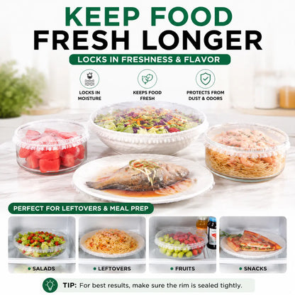 🍽️✨ 100PCS Stretch Food Covers – Quick, Easy & Mess-Free Freshness