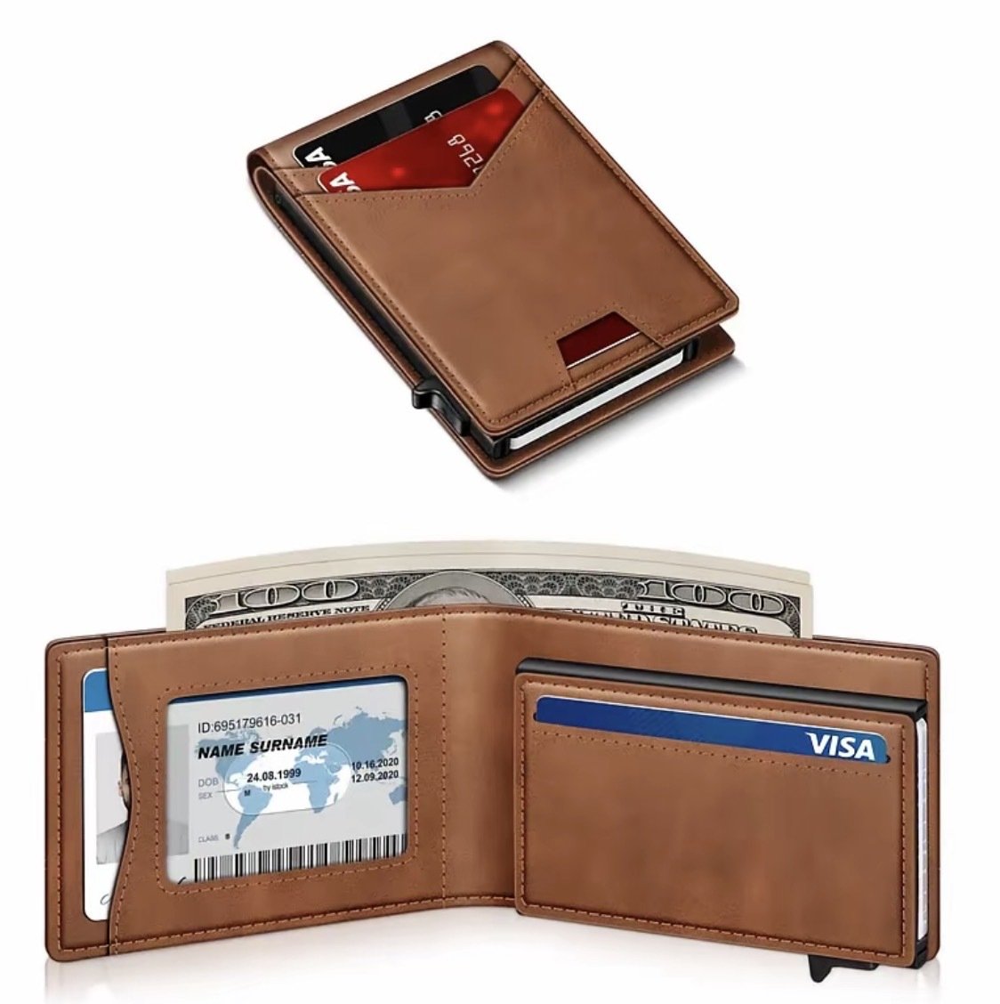 ⚡ Men's Slim RFID-Blocking Pop-Up Bifold Wallet with Quick-Access Card Holder
