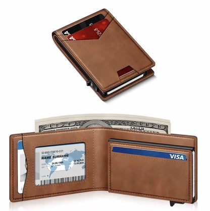 ⚡ Men's Slim RFID-Blocking Pop-Up Bifold Wallet with Quick-Access Card Holder