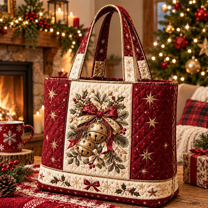🎄❤️ Festive Quilted Shopper Bag – Spacious Holiday Carryall for Gifts & More