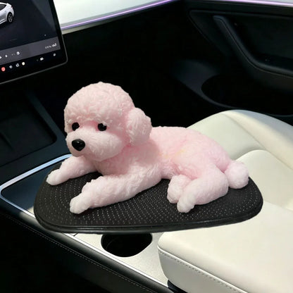 Cute Teddy Dog Silicone Squeeze Toy Car Dashboard Decor Ornament