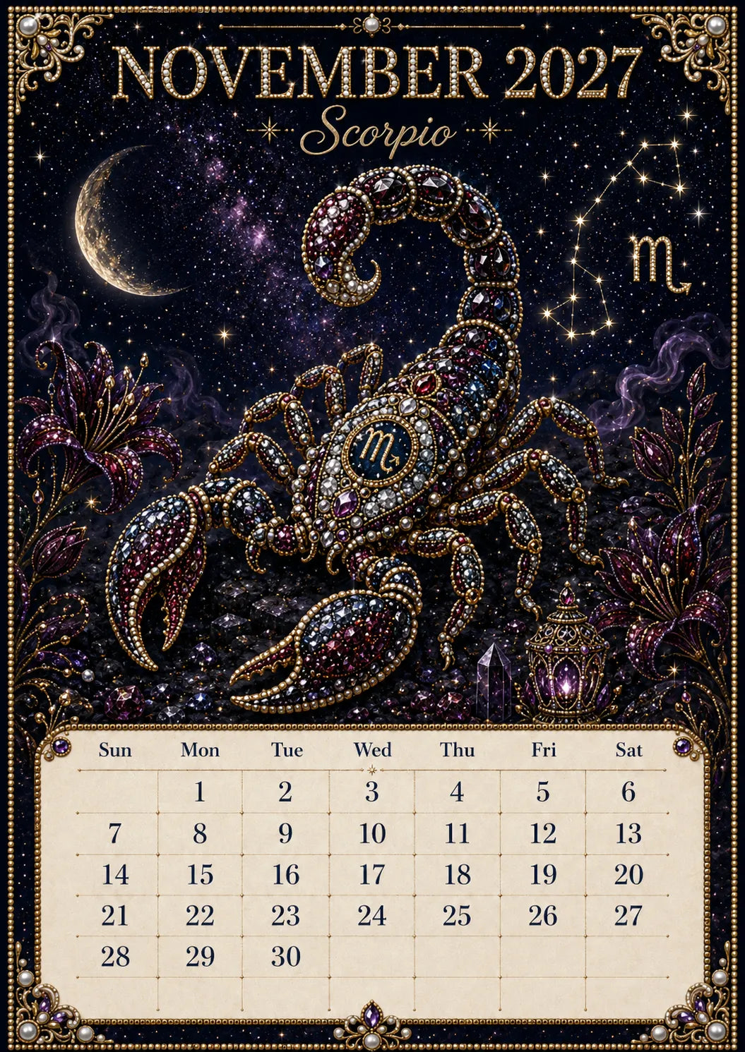 🌙💫 A Year Written in the Stars— Beginner-friendly DIY bead art calendar kit '12 Zodiac Signs 2027’💕