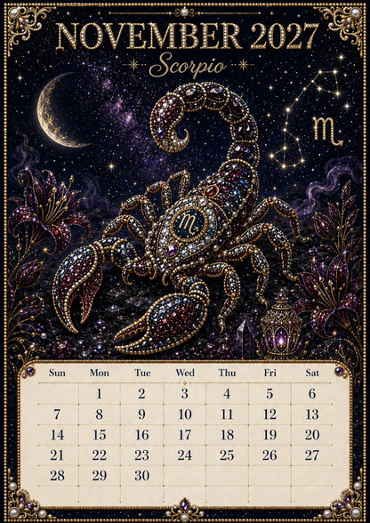 🌙💫 A Year Written in the Stars— Beginner-friendly DIY bead art calendar kit '12 Zodiac Signs 2027’💕