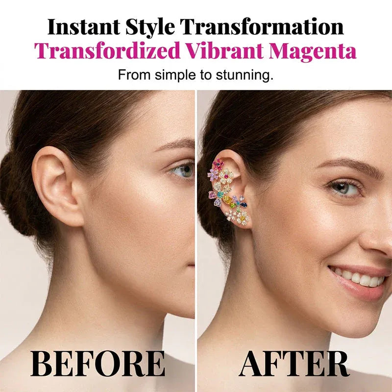 🌸 LIMITED-TIME ! ✨ Vibrant Floral Crawler Earrings – Multicolor Rhinestone, Lightweight, Hypoallergenic 💎