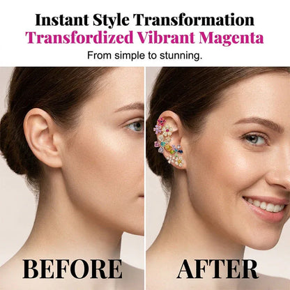 🌸 LIMITED-TIME ! ✨ Vibrant Floral Crawler Earrings – Multicolor Rhinestone, Lightweight, Hypoallergenic 💎