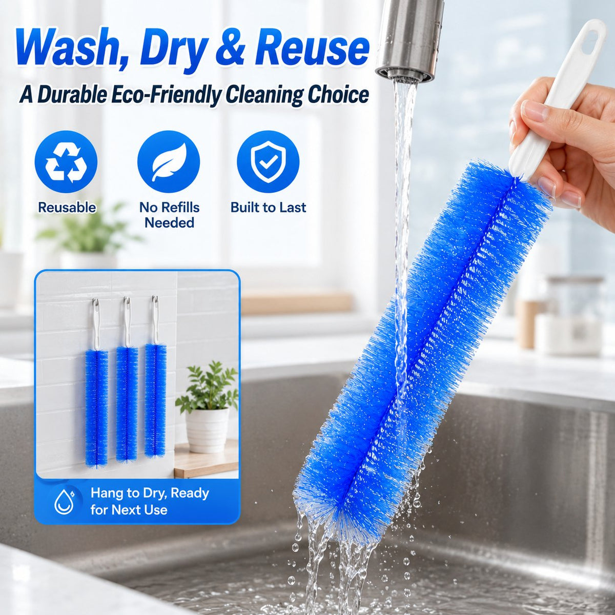 🧹 Flexible Microfiber Duster – Reusable Cleaner for Hard-to-Reach Spaces