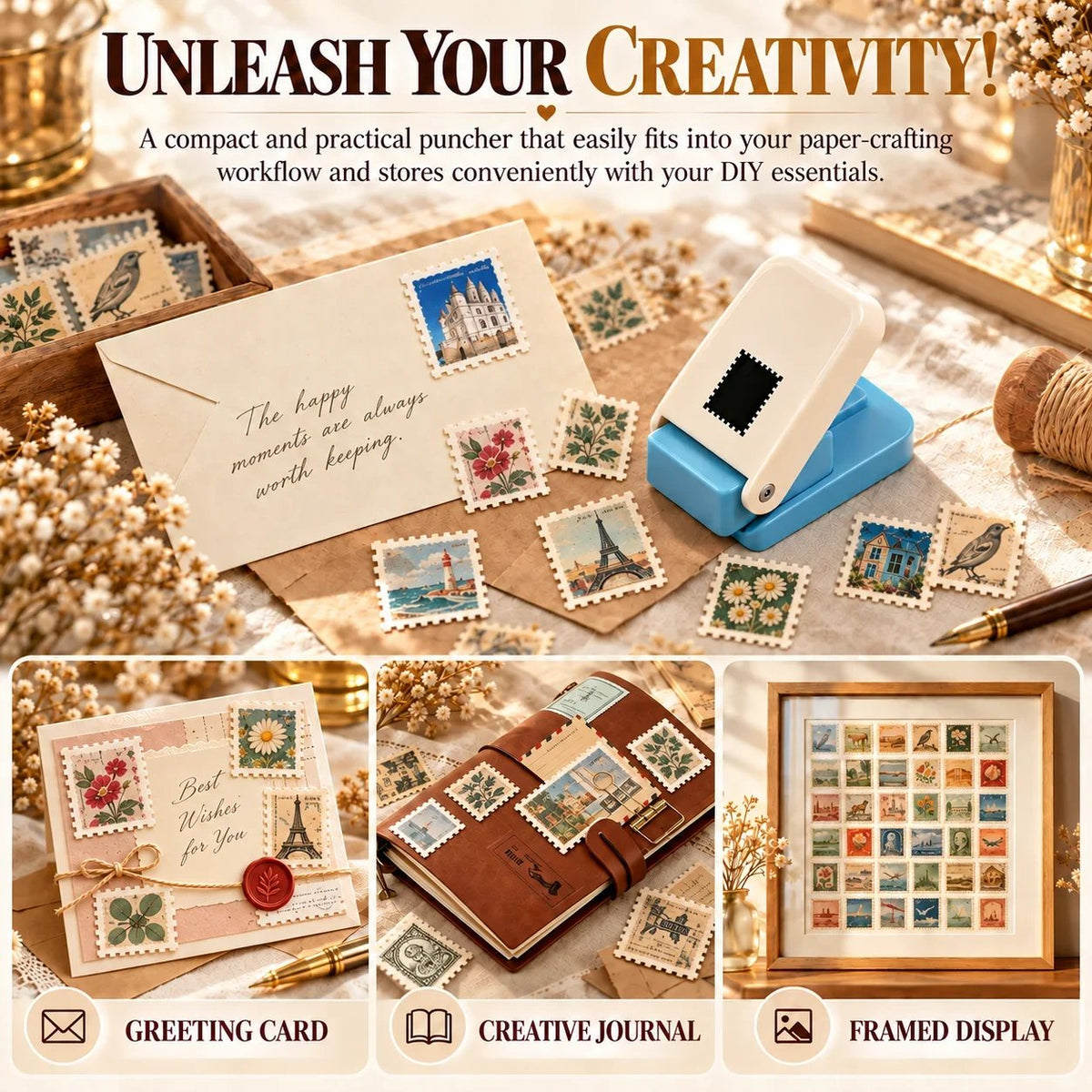 Mini Paper Stamp Punch ✂️ – Creative Scrapbooking & Photo Crafts