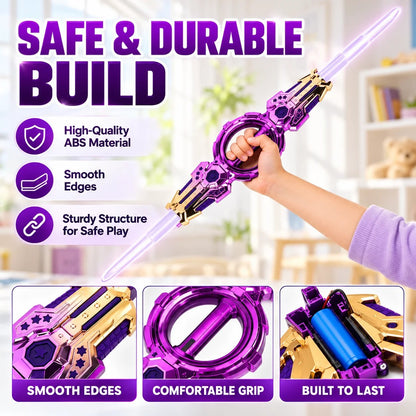 Retractable LED Light-Up Sword ⚔️ – Glowing Toy Saber for Play & Costumes