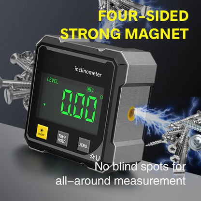 🔧📐 Magnetic Digital Angle Finder with Laser Level, 4-Sided Base for Accurate Carpentry & Construction Measurements ✨