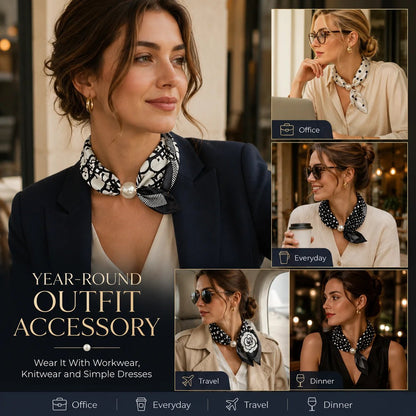 📍🧣 Effortless Glamour: Pop-On Pearl Necklace Scarf ✨