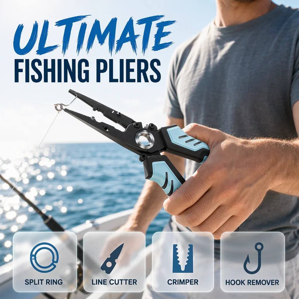 🎣 7.5" Stainless Steel Fishing Pliers – Hook Remover & Line Cutter