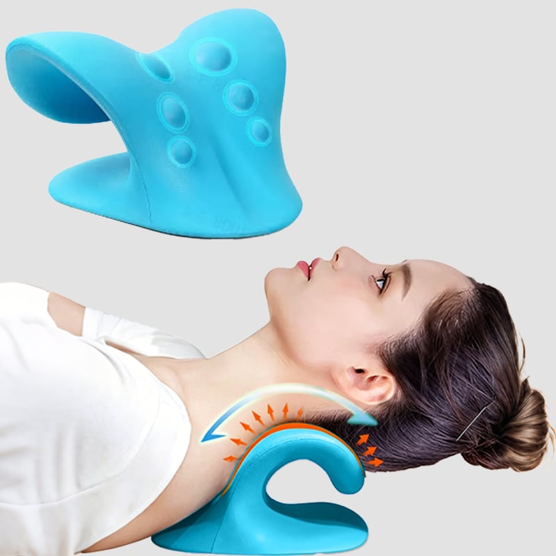 💙 Cervical Neck Stretcher Pillow for Posture Support & Shoulder Relaxation - Blue