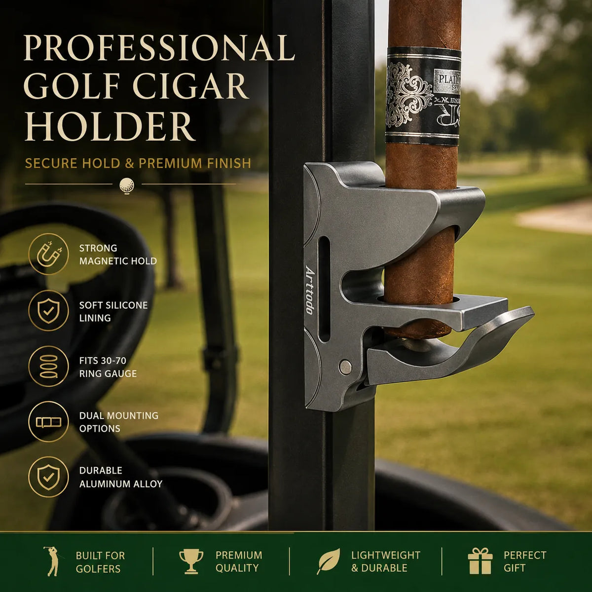 🔥Universal Magnetic Cigar Clip for Golf Cart