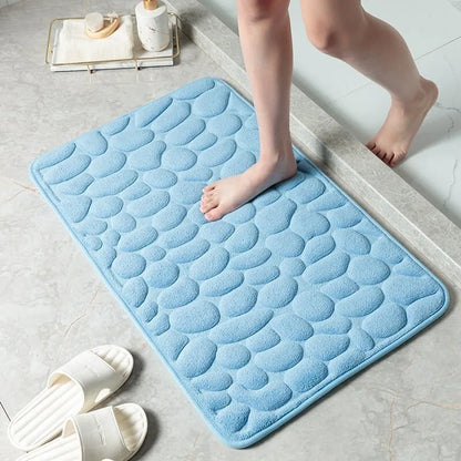 🛁 Cobblestone-Textured Bath Mat – Soft Bathroom Rug, Gray 40×60cm