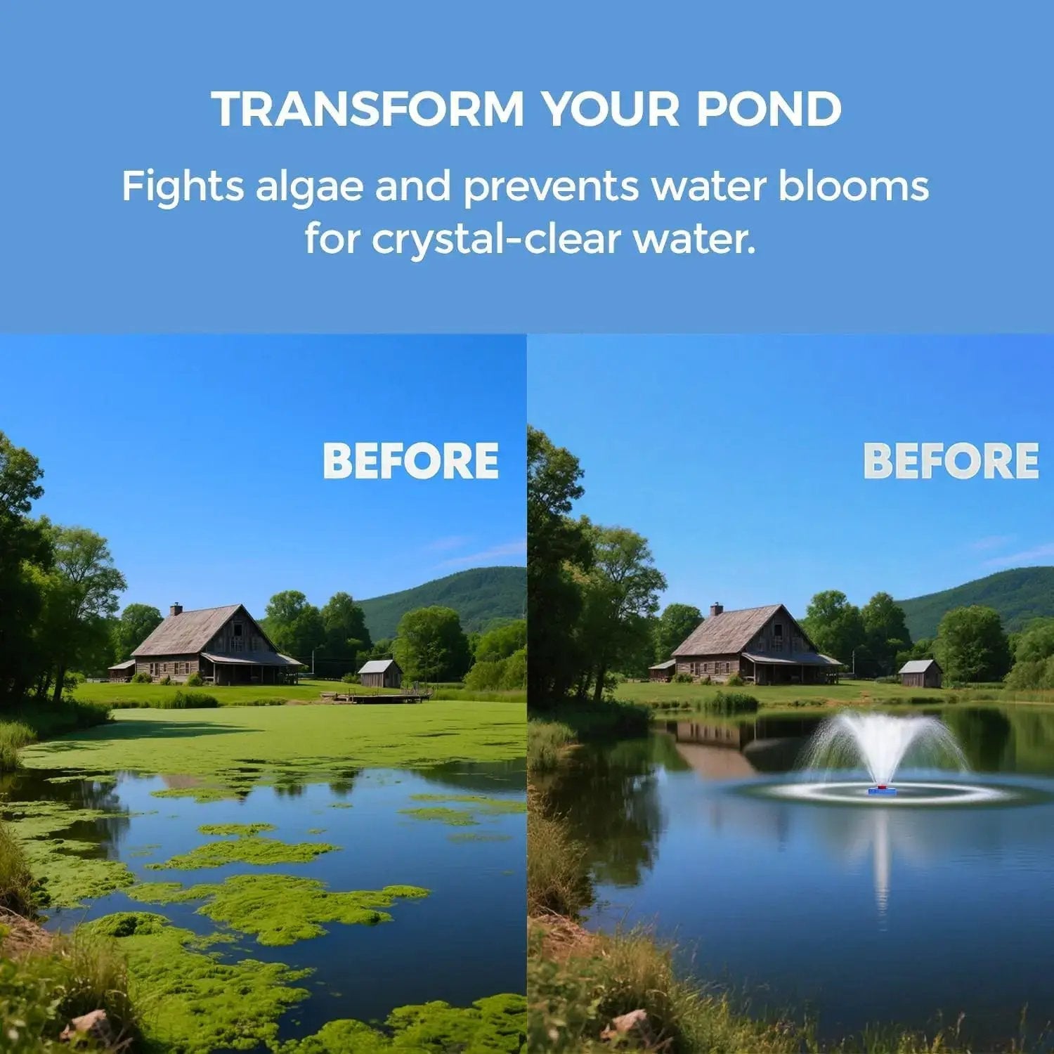 Pond Fountain Aerator  1HP 110V 750W 15000 GPH Floating Fountain Pump with 100 FT Power Cord  2 x 100 FT Rope Timer  Fully Automatic Powerful Aerating Fountain for Larger Ponds, Lakes