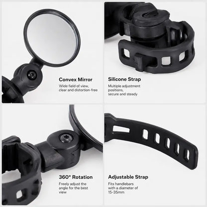 Adjustable Bike Rearview Mirror Set 🚲 – 2-Piece Convex Mirrors for Better Rear Visibility