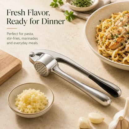🧄 Pro Stainless Steel Garlic Crusher – Effortlessly Mince Fresh Garlic in Seconds