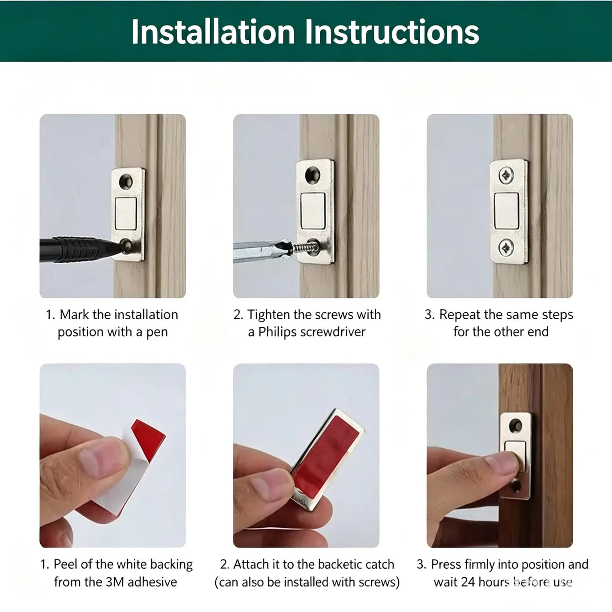 🧲 Magnetic Door Catch – Strong Hold for Cabinets, Closets & Interior Doors