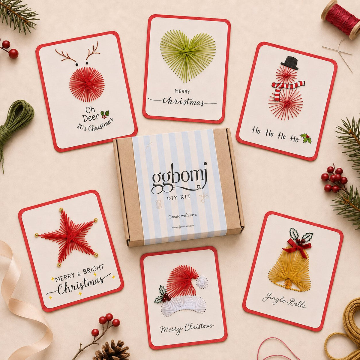 🎄🧵Merry & Bright Christmas DIY Kit (6 pcs)