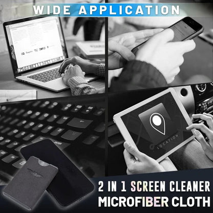 ✨ Pocket 2-in-1 Screen Cleaning Tool with Reusable Microfiber Wipe – Gray & Yellow