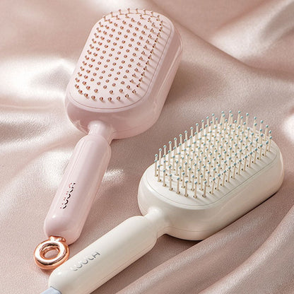 Retractable Cushion Hairbrush 💗 – Pink Scalp Massage Comb