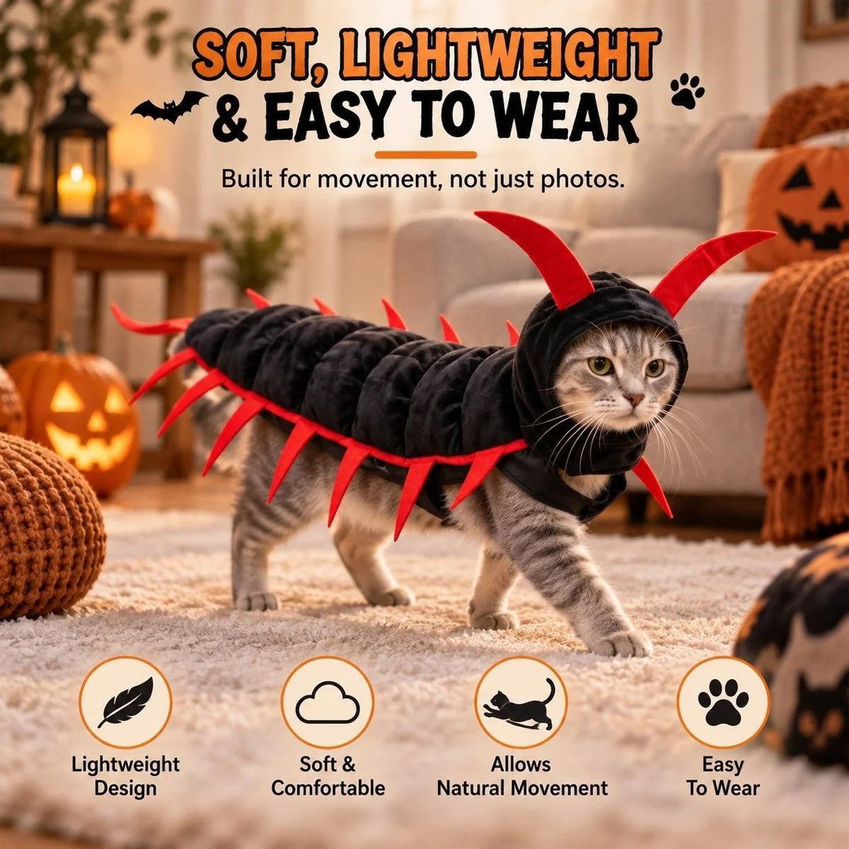 😹Creepy-Cute Cat Centipede Costume – Watch Those Legs Wiggle 🎃