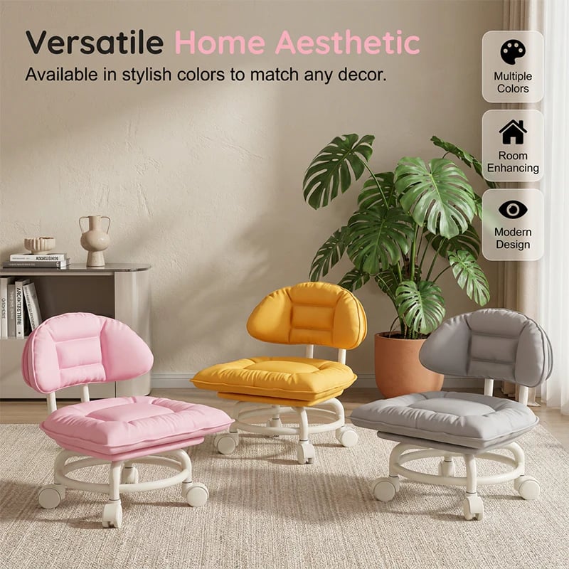 🛠️Ergonomic Rolling Work Stool with Back Support, Plush Seat & Whisper-Quiet Wheels ✨