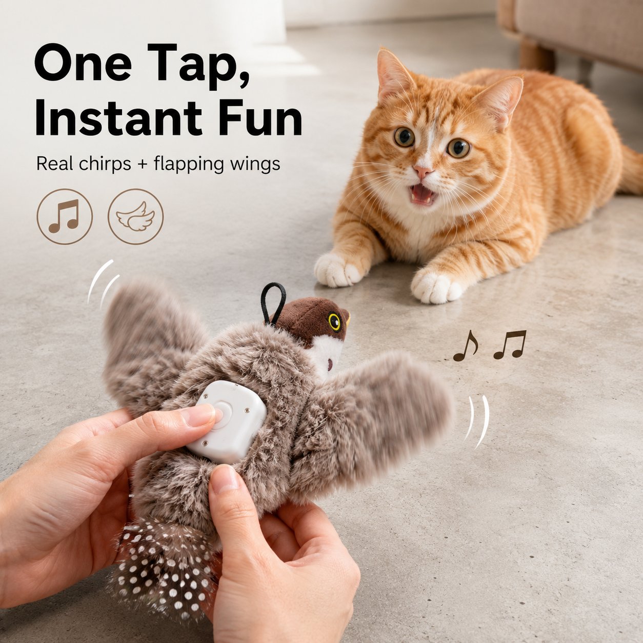 Flapping Bird Interactive Cat Toy, Hunting Stimulation Toy to Relieve Cat Boredom & Scratching