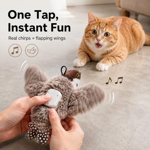 Flapping Bird Interactive Cat Toy, Hunting Stimulation Toy to Relieve Cat Boredom & Scratching