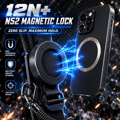 Magnetic Phone Holster 📱 – Quick-Release Belt Mount with Coil Lanyard