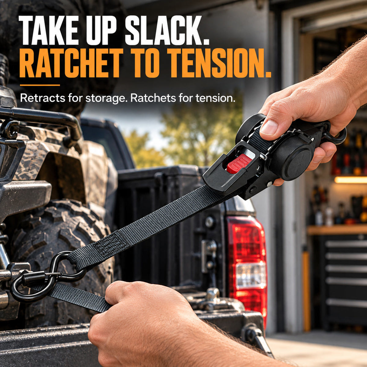 🔒 Retractable Ratchet Tie-Down Straps – Less Tangle, Easier Storage