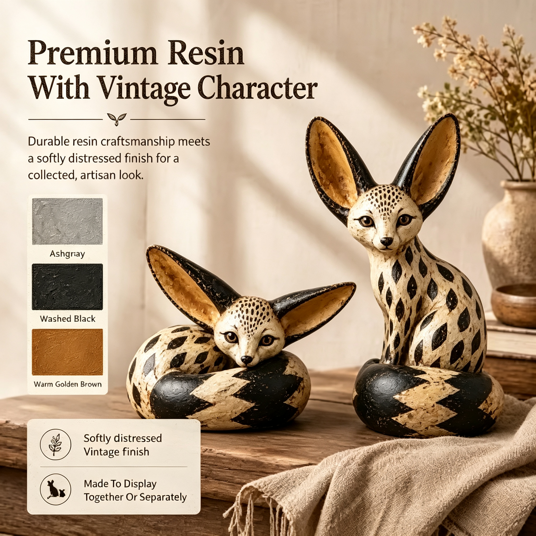 🔥 Limited Time – 50% OFF! 🦊 Vintage Fennec Fox Sculpture