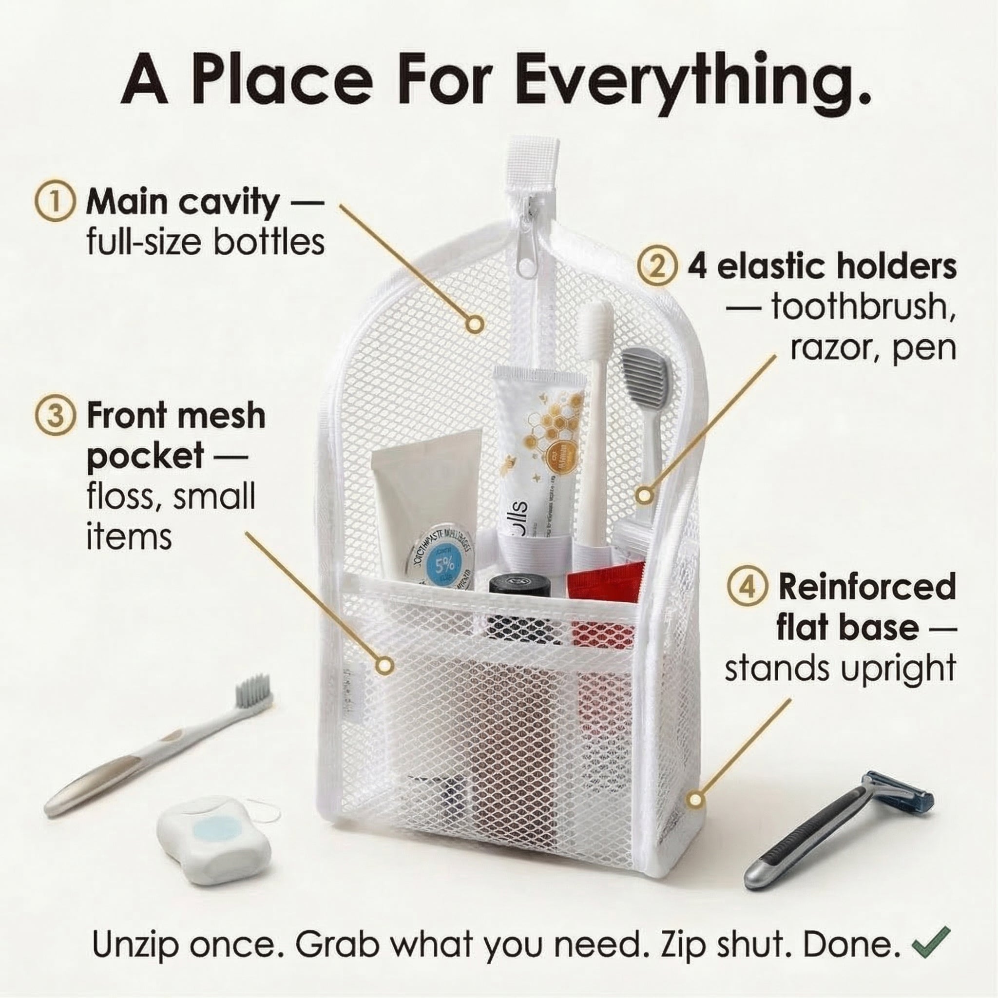 Self-Standing Travel Toiletry Pouch – Compact Organizer for Travel & Daily Essentials