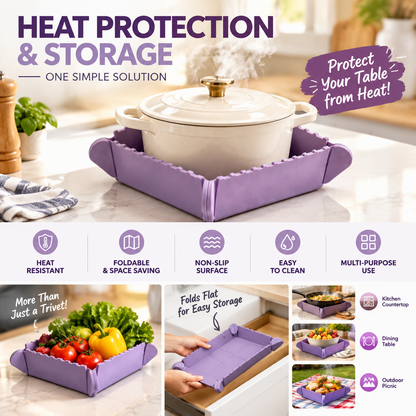 🍳 Foldable Magnetic Silicone Trivet – Heat-Resistant Pot Mat & Kitchen Tray