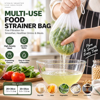 🔥 10,000+ Sold | Reusable Ultra-Fine Mesh Straining Bag with Secure Drawstring ✅