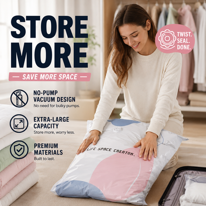 📦 Pump-Free Vacuum Storage Bags – Space-Saving Storage for Home