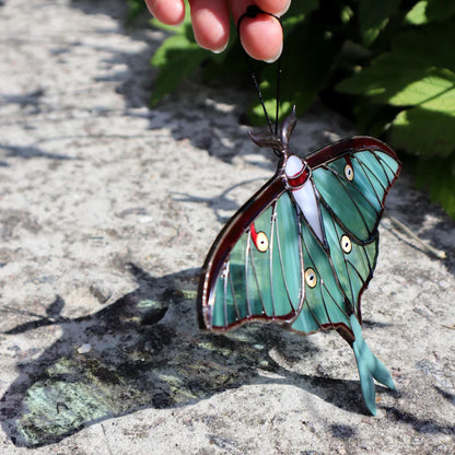 Handcrafted Luna Moth Stained Glass Suncatcher 🦋 Window Hanging Decor