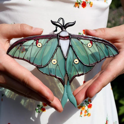 Handcrafted Luna Moth Stained Glass Suncatcher 🦋 Window Hanging Decor